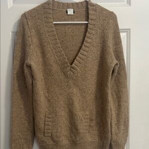 J. Crew V-Neck Wool Blend Sweater in Warm Tan sz L